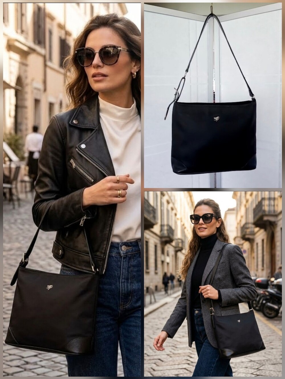 💙Piero Guidi Italy>>>Black Shoulder Bag Tote Purse🤍